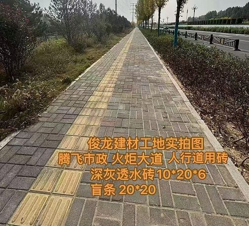 騰飛市政火炬大道人行道用磚（深灰透水磚） 